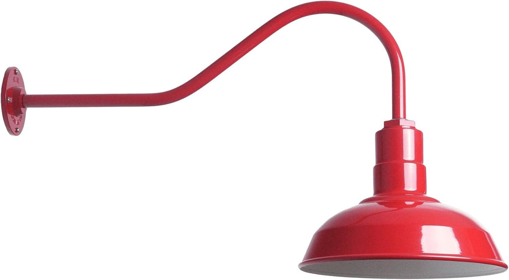 Matte Black Gooseneck Barn Light with Brass Interior F813