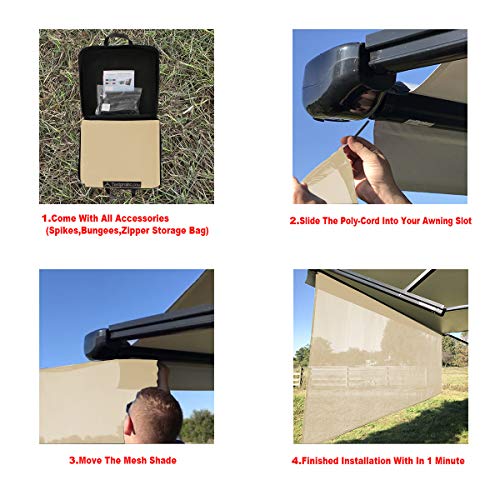 Beige Mesh RV Awning Sun Shade Screen 7' X 10'3'' P346631