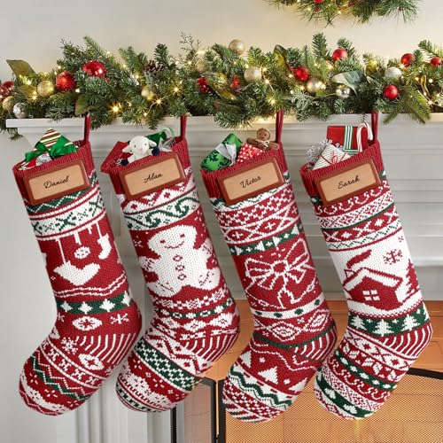 4 Pack Large 18" Knit Christmas Stockings N278