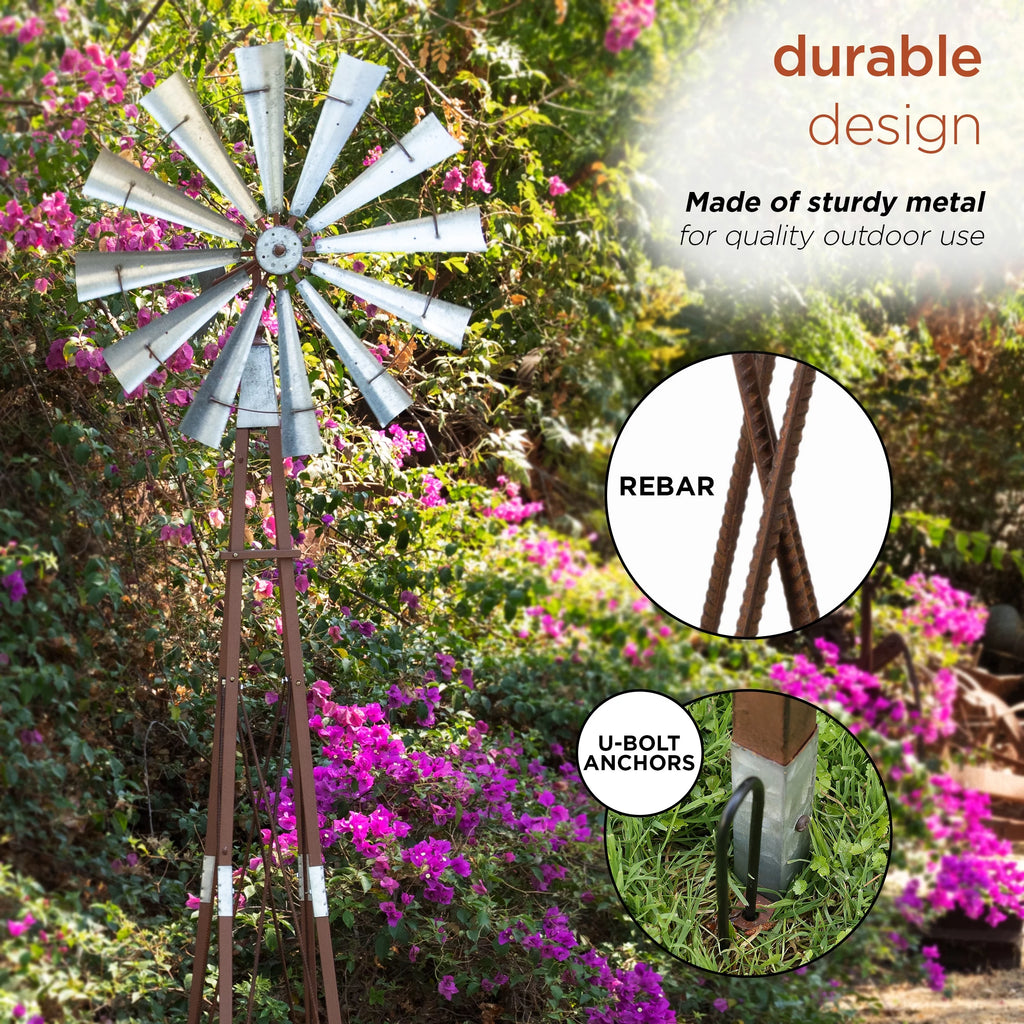 Galvanized Metal Kinetic Windmill A298