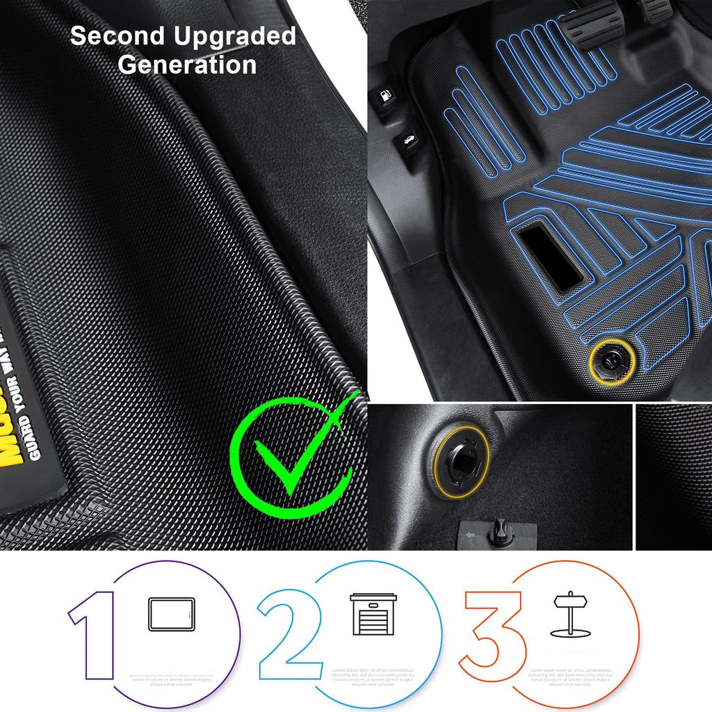 Black TPE Car Floor Mats Custom Full Set for Dodge Ram 1500 Crew Cab B849