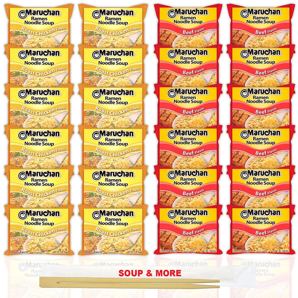 Instant Noodle Soup Variety, 2 Flavors, 24 Packs Y86518