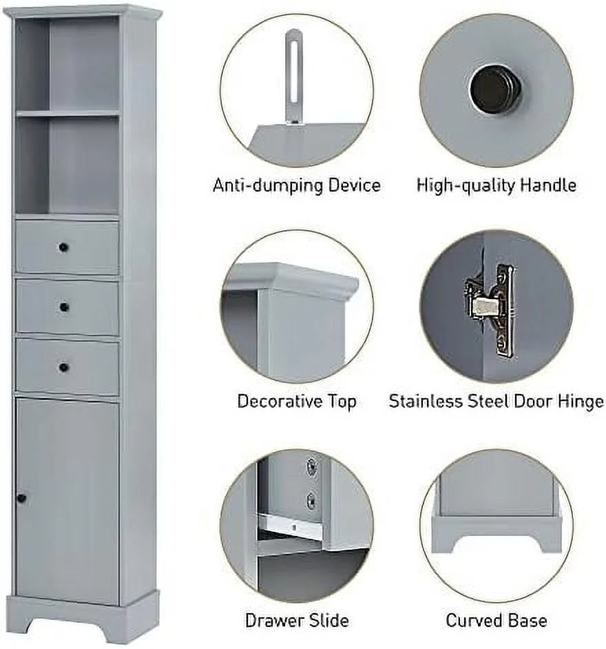 White 3 Drawer Bathroom Cabinet T462757