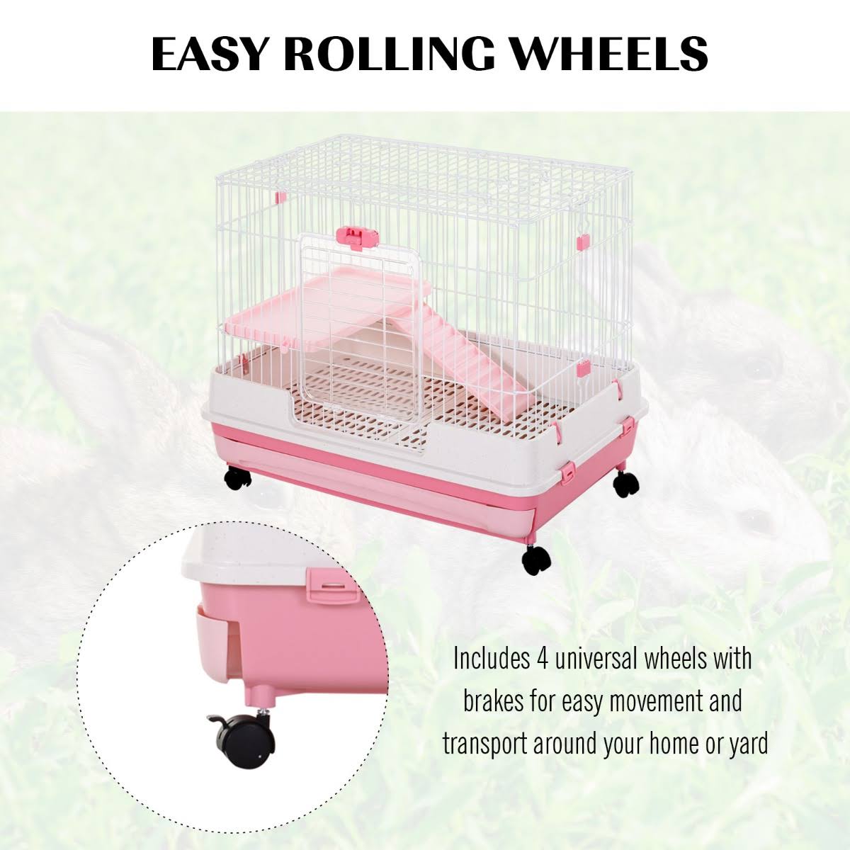 Indoor Rabbit Cage Small Animal House with Wheels G31297
