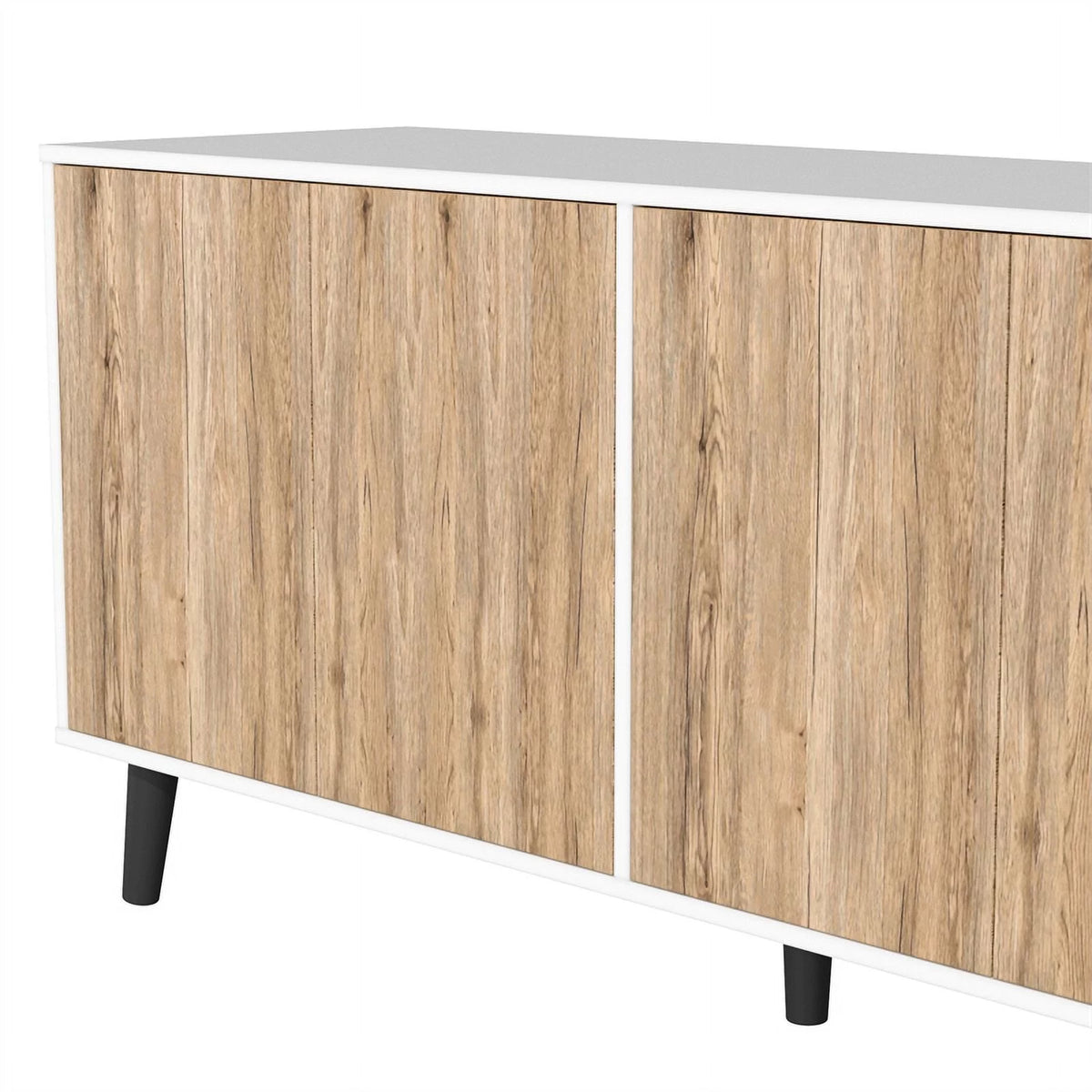 White & Natural Sideboard Buffet Cabinet with Storage U9249