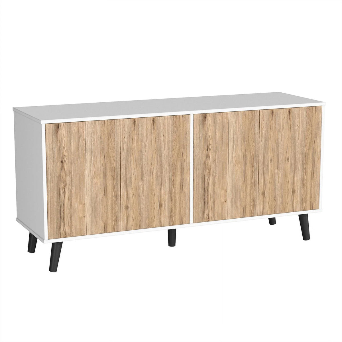 White & Natural Sideboard Buffet Cabinet with Storage U9249