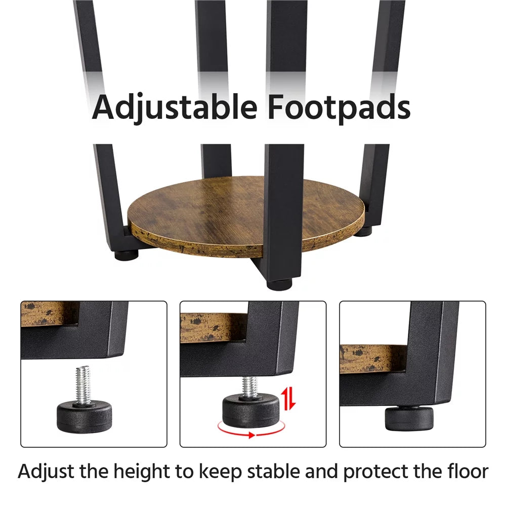 Brown Metal Side Table with Storage Rack S9466
