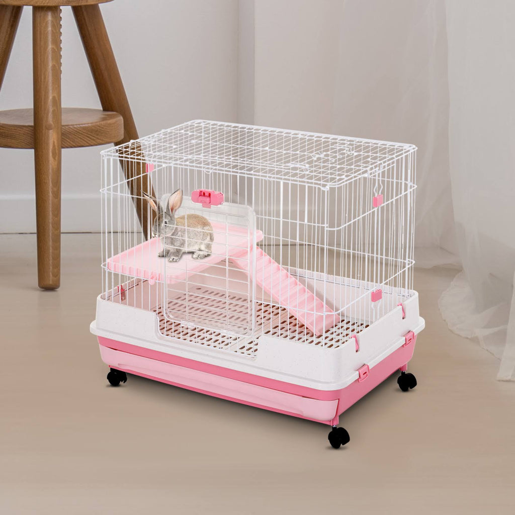 Indoor Rabbit Cage Small Animal House with Wheels G31297