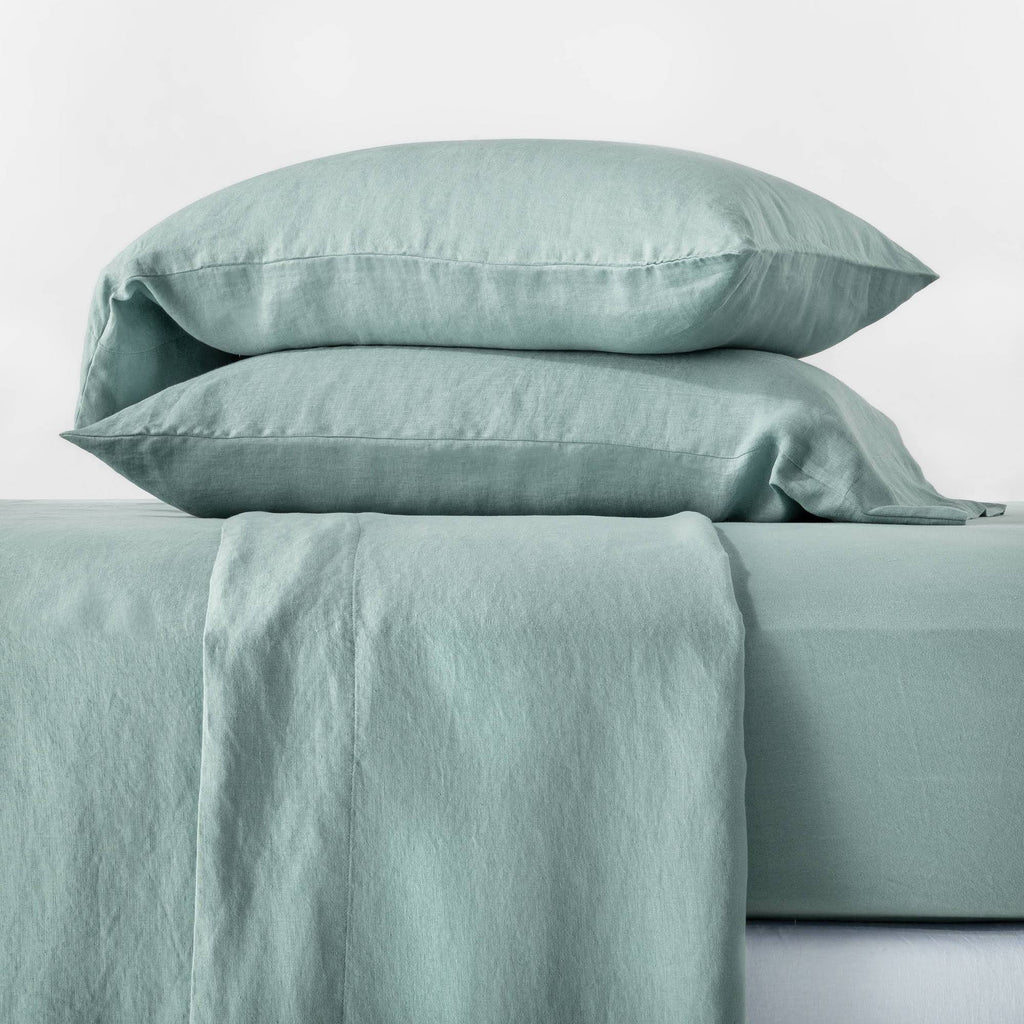 Sage Green Washed Hemp Solid Sheet Set C616