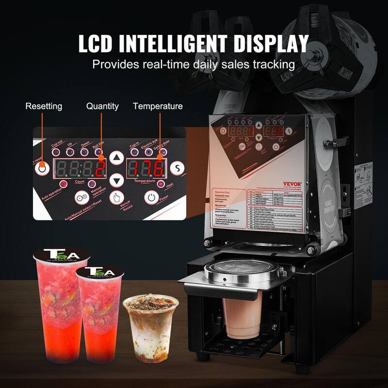 Automatic Cup Sealing Machine with LCD Panel, Black F579361
