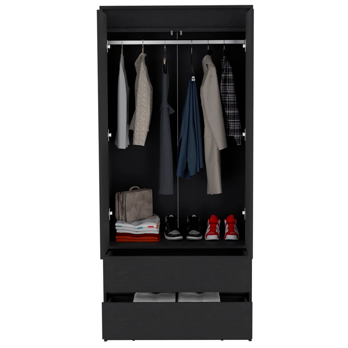 Black 32 in. Two Drawer Combo Dresser T173281