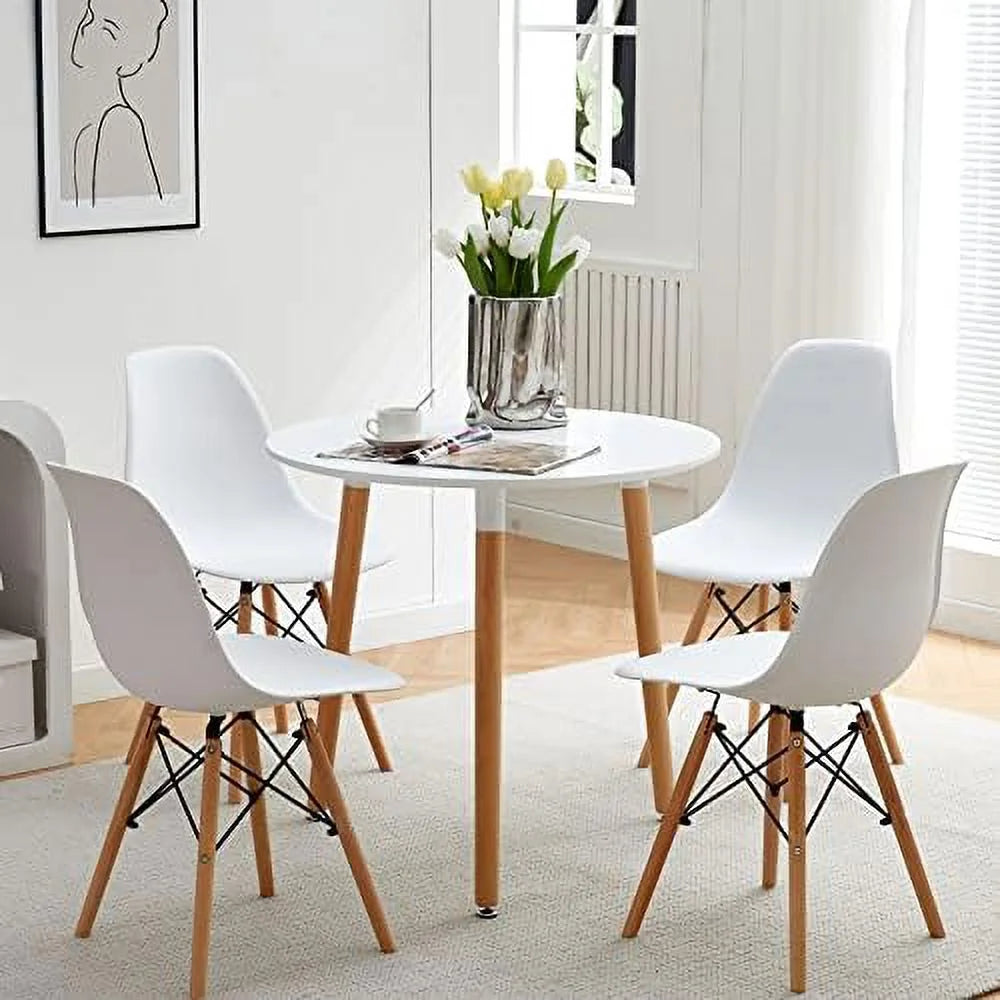 31.5 inch Industrial Round Wood Dining Table with Black Metal Legs M448891