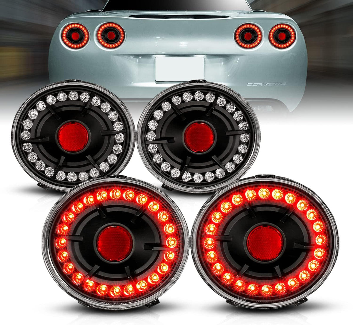 All Red L.E.D Taillights for Chevy Corvette Z06 F601