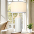 White Ceramic Table Lamp with 3-Color Temperatures D4649