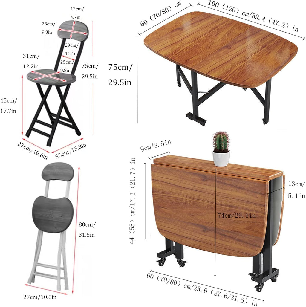 Butterfly Folding Dining Set with 4 Chairs and Drop Leaf Table O63765