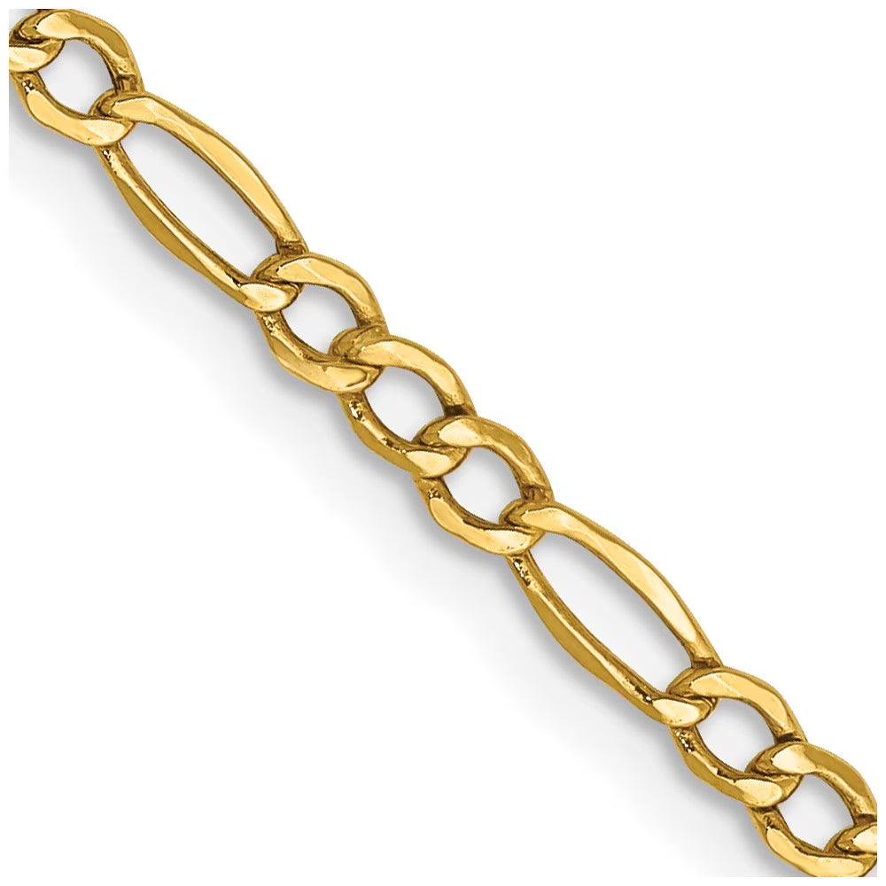 14K 26 inch 2.5mm Semi-Solid Figaro Chain with Lobster Clasp P238681