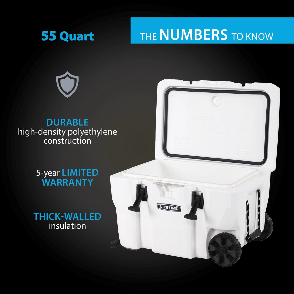 55 Quart High Performance Cooler with Wheels E475615