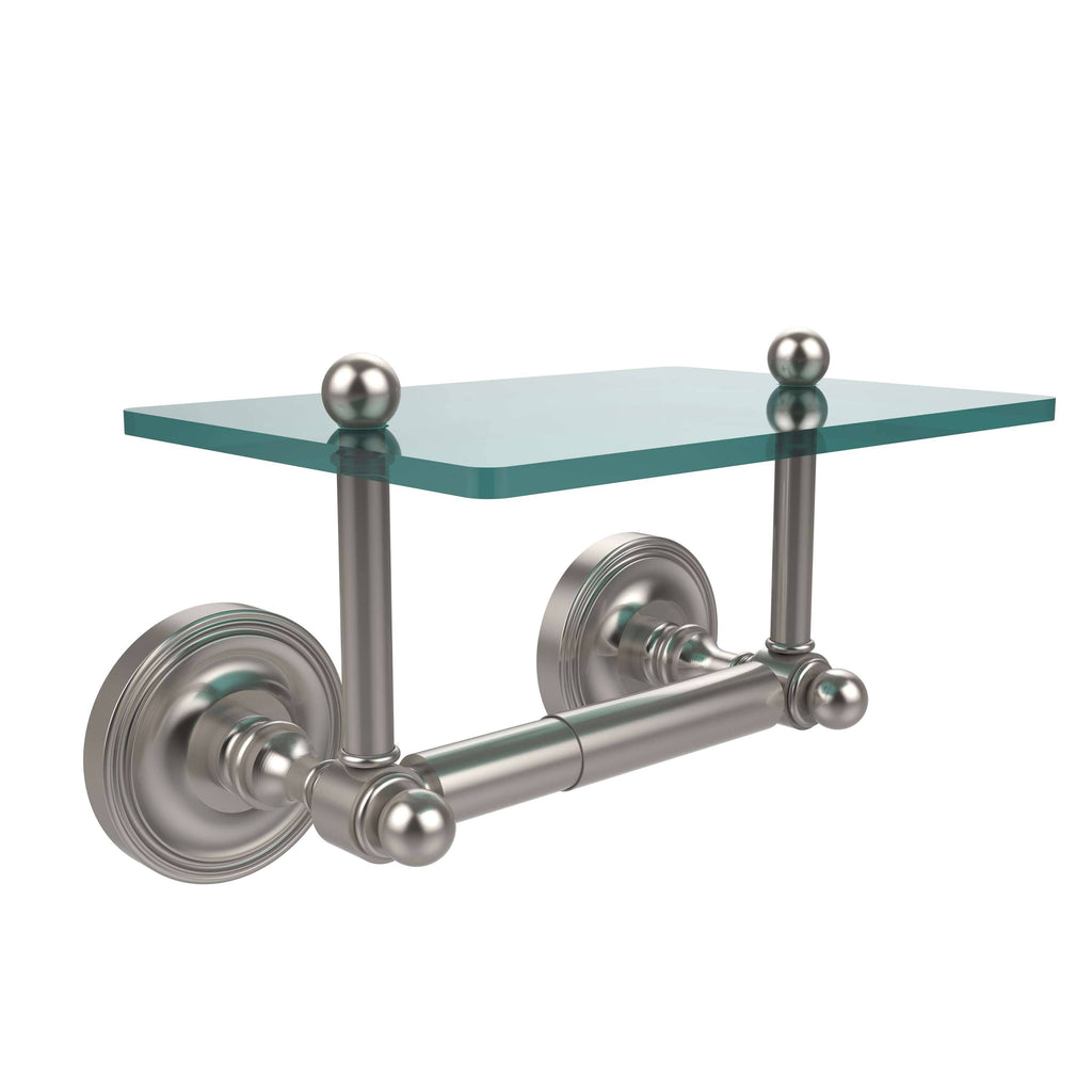 Two Post Toilet Tissue Holder with Glass Shelf - Satin Nickel Z742