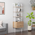 Wood Bookshelf with Drawers and Steel Frame M79841
