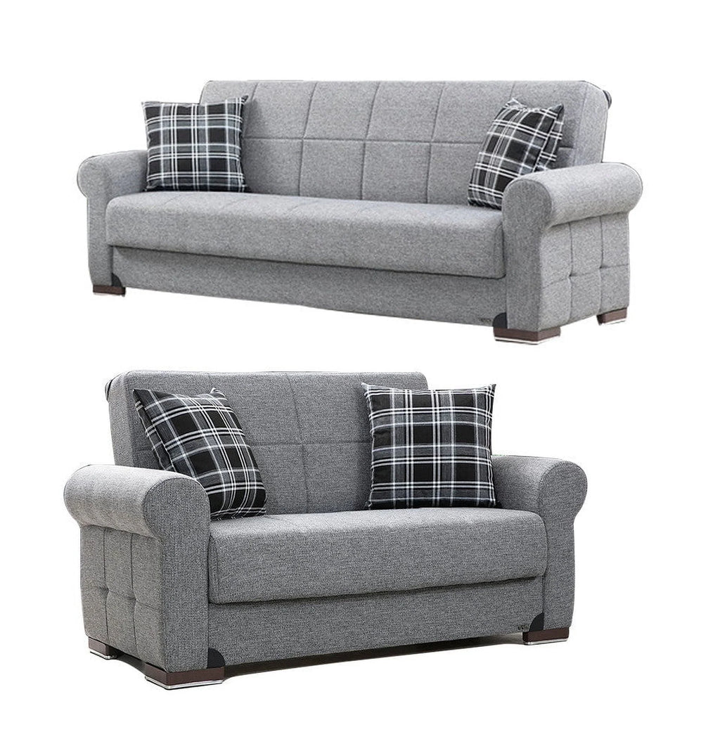 Gray Fabric Loveseat W37208