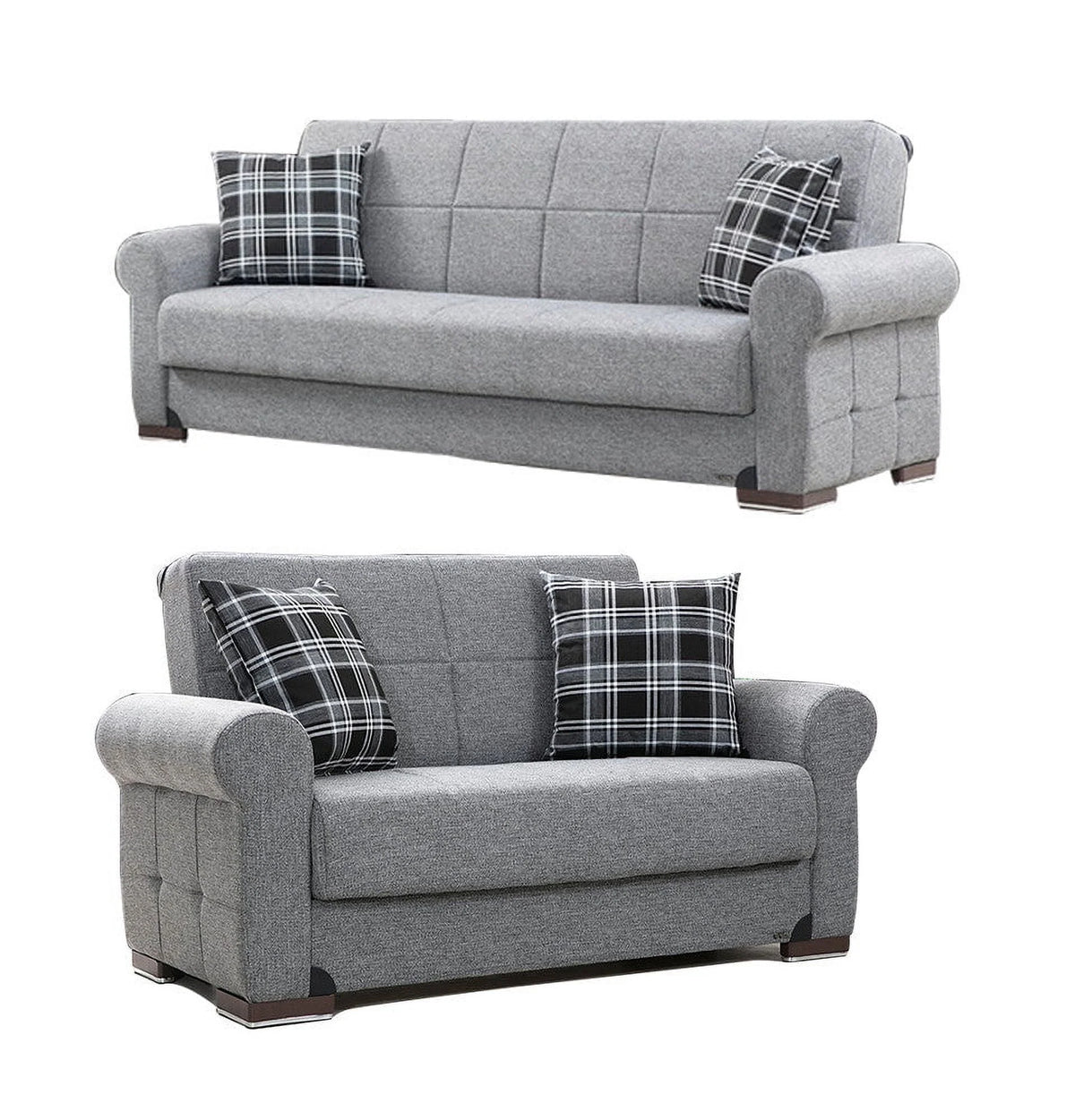 Gray Fabric Loveseat W37208
