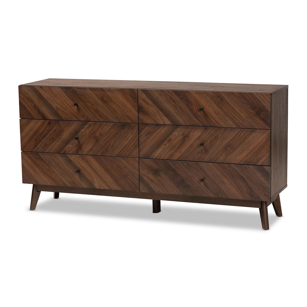 Walnut Brown Wood 6-Drawer Dresser K22234