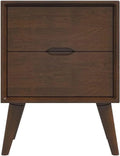 Walnut Brown 2-Drawer Solid Wood Nightstand F509