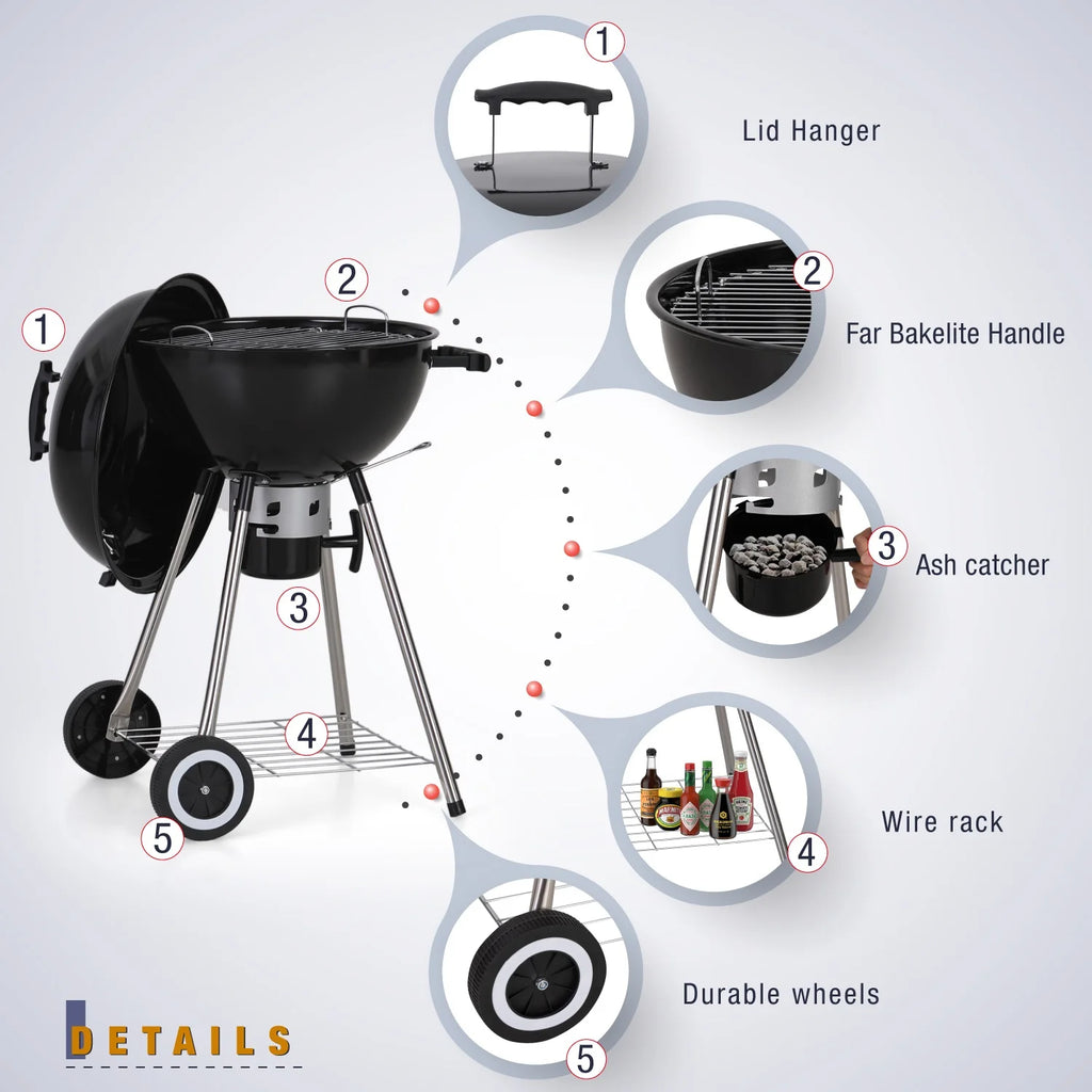 18" Portable Kettle Charcoal BBQ Grill D19747