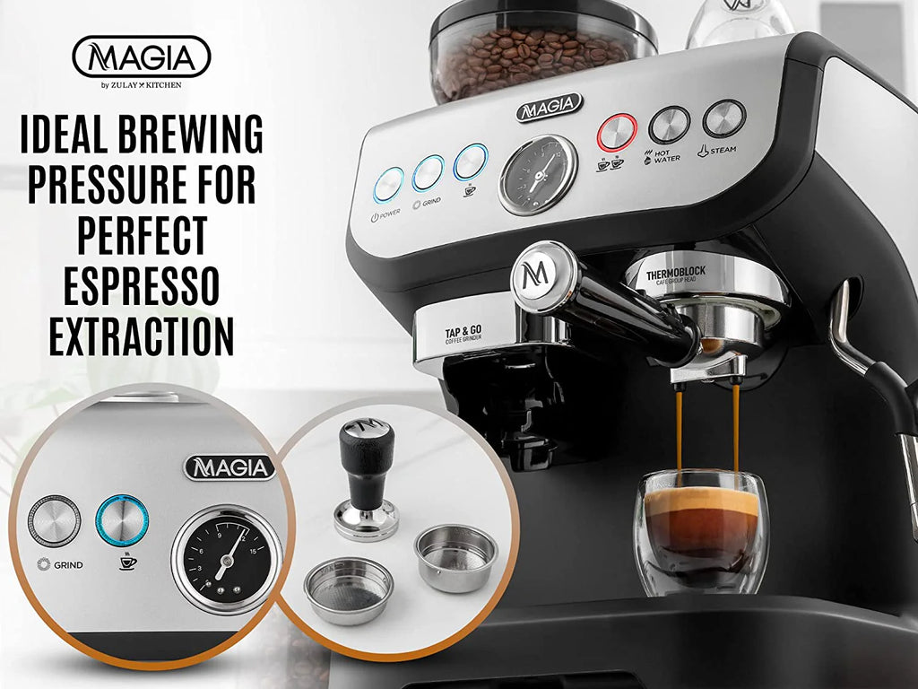 Manual Espresso Machine with Grinder and Milk Frother V767209