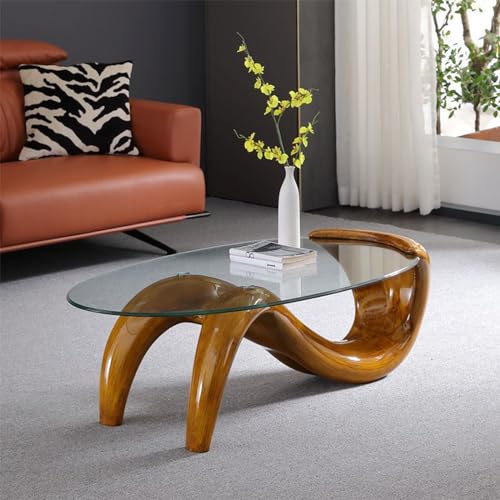 Oval Glass Coffee Table (Orange) Y754394