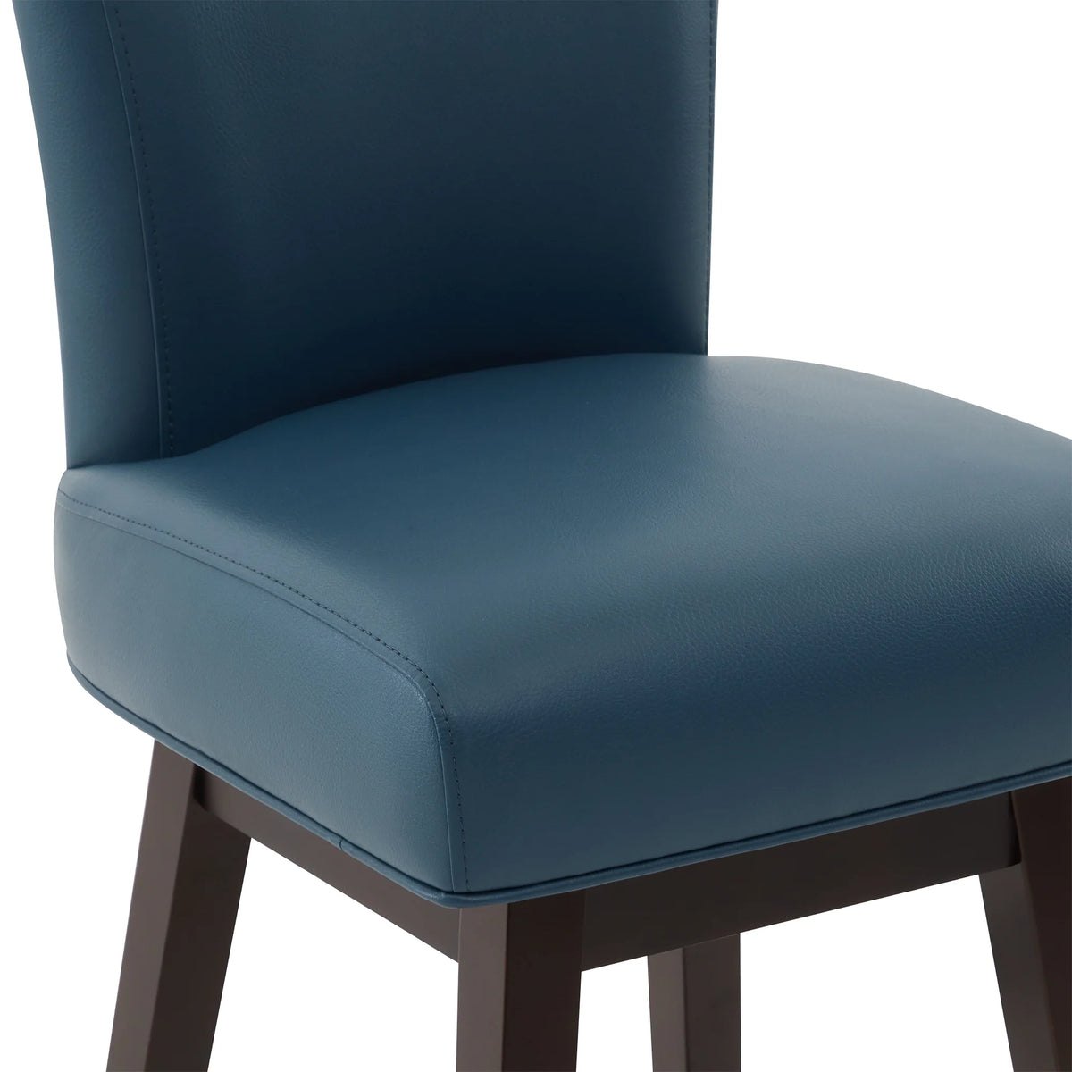 Dark Blue Faux Leather Upholstered Swivel Counter Bar Stools Set of 2 S302