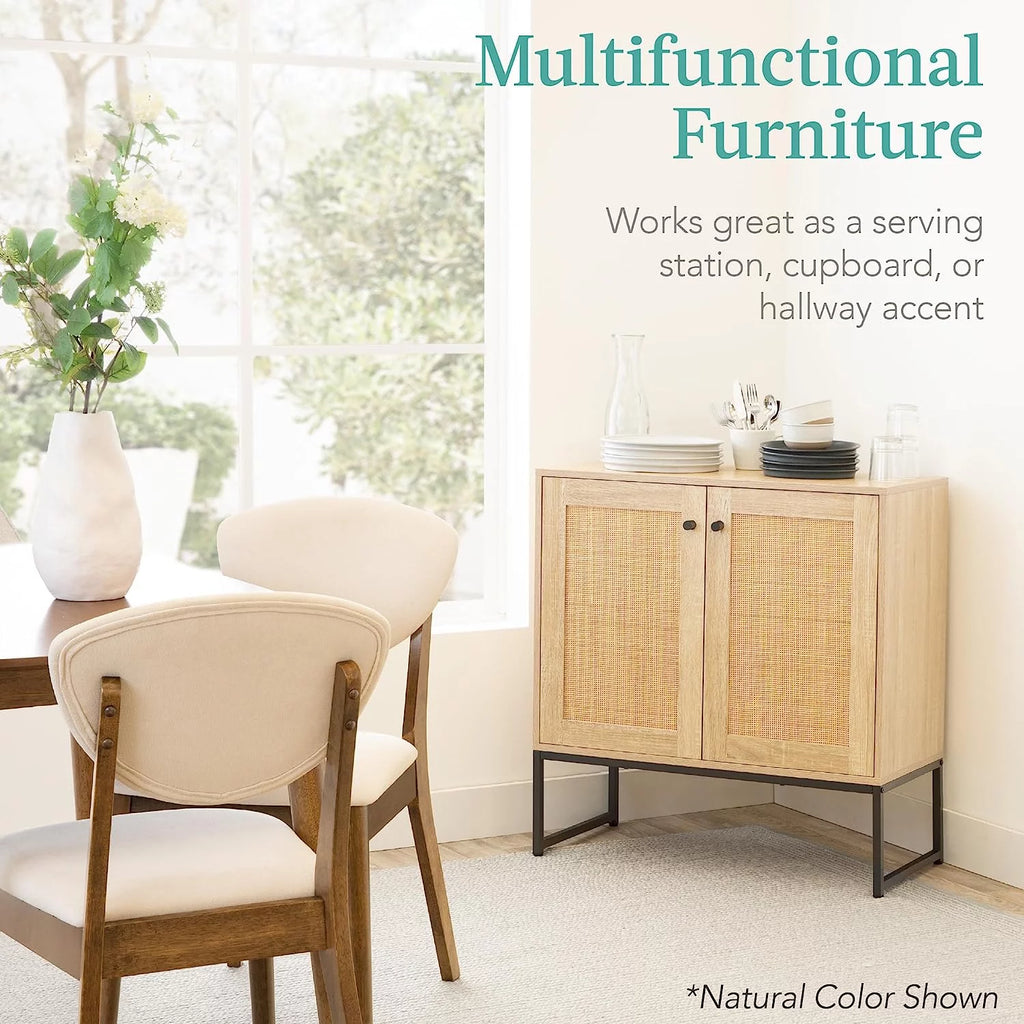 White 2-Door Rattan Storage Cabinet P2689