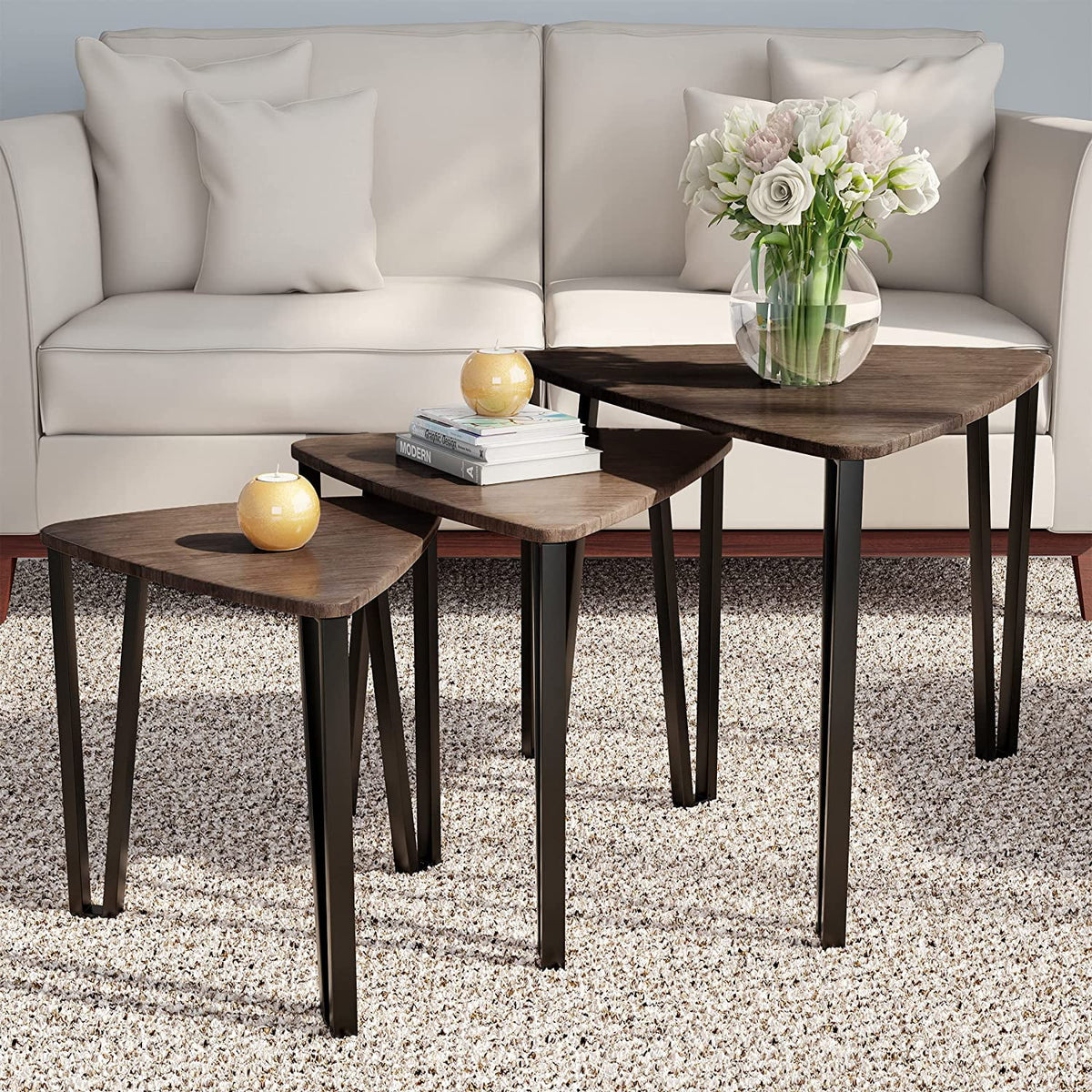 Set of 3 Woodgrain Nesting Tables A567169