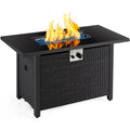43 Outdoor Gas Fire Pit with Tempered Glass Tabletop, Black B1629