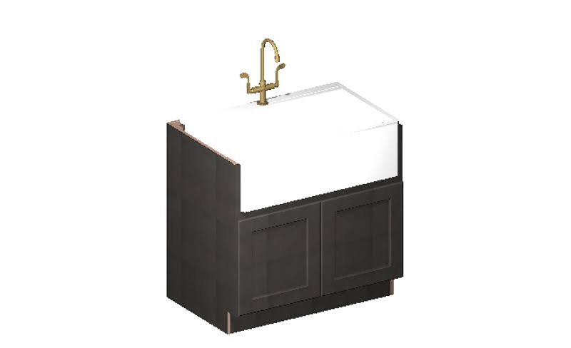 Solid Birch Farm Sink Base Cabinet with Veneered MDF Center Panel U980