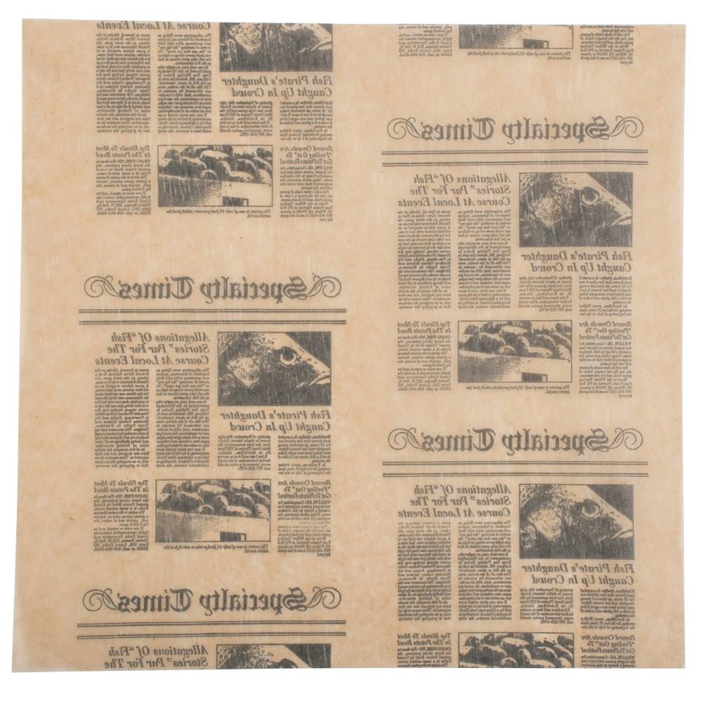 12x22 Natural Newspaper Print Sandwich Wrap Paper - 1000/Pack H17014