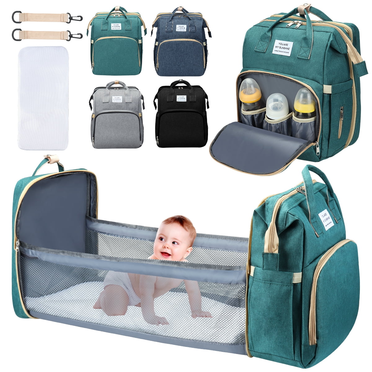 3 in 1 Waterproof Diaper Bag Backpack with Changing Pad F986