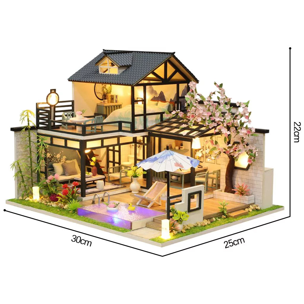DIY Wooden Dollhouse with Furniture O275