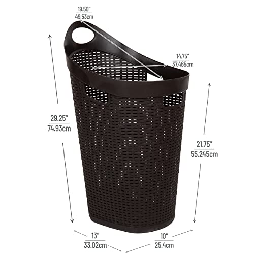 60L Rolling Laundry Hamper with Wheels, Plastic, Brown J533