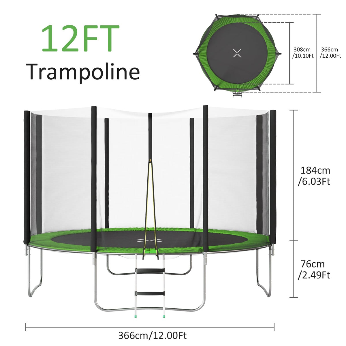 12FT Trampoline with Enclosure Net I116