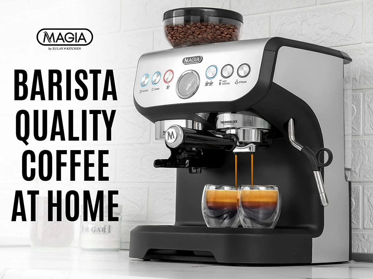 Manual Espresso Machine with Grinder and Milk Frother V767209