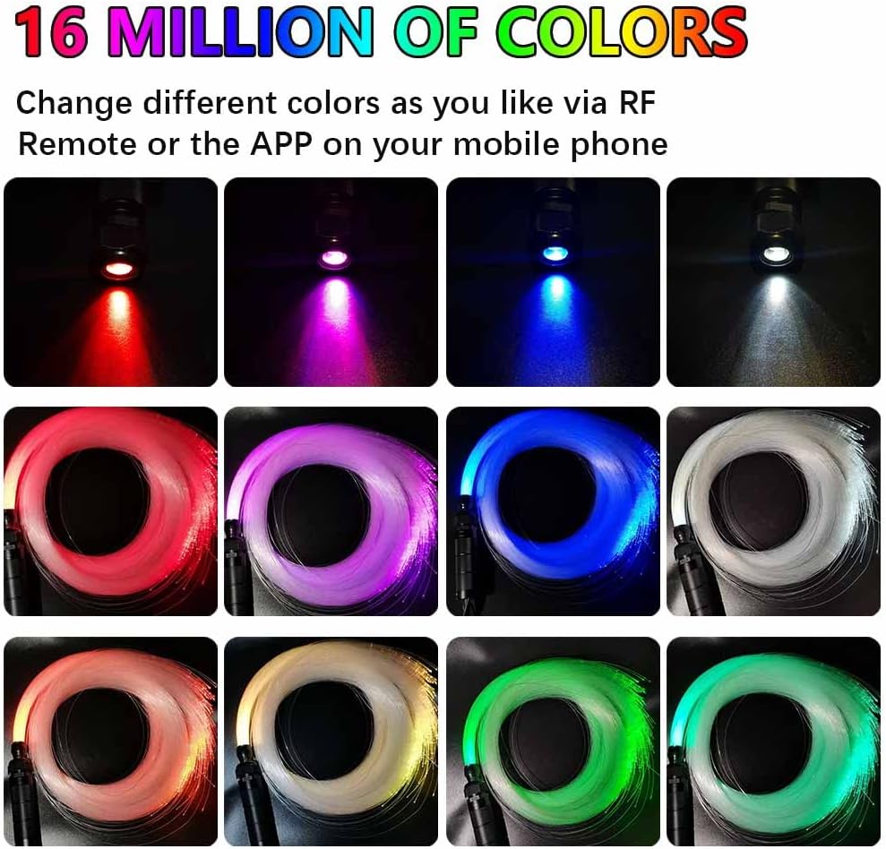 Car Use Bluetooth 6W RGB LED Fiber Optic Light Star Ceiling Kit A41815