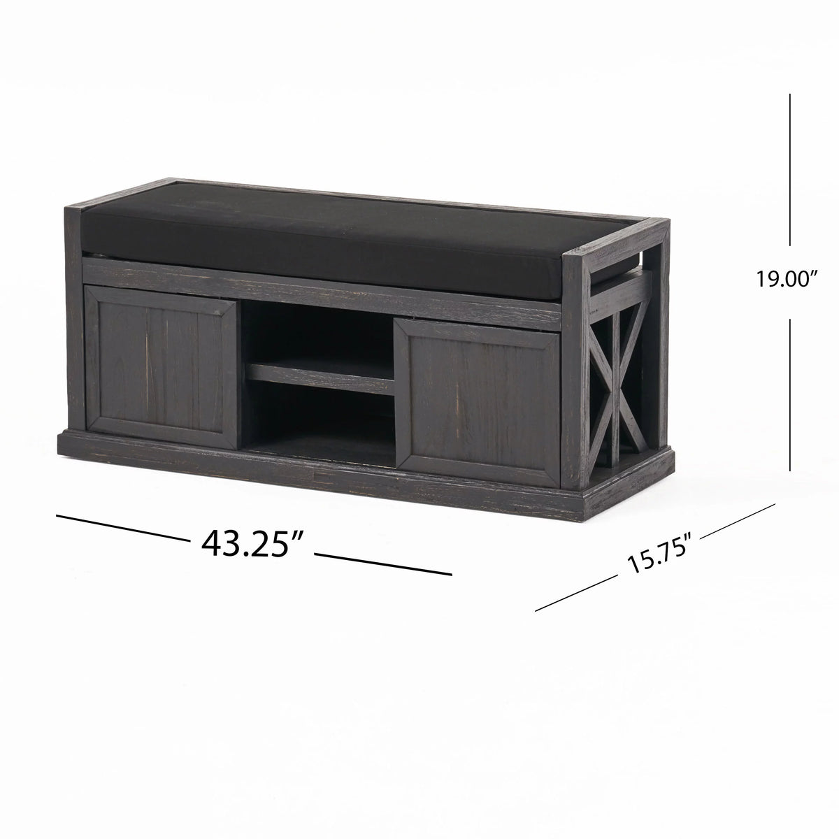 Acacia Wood Storage Bench with Cushion Q714