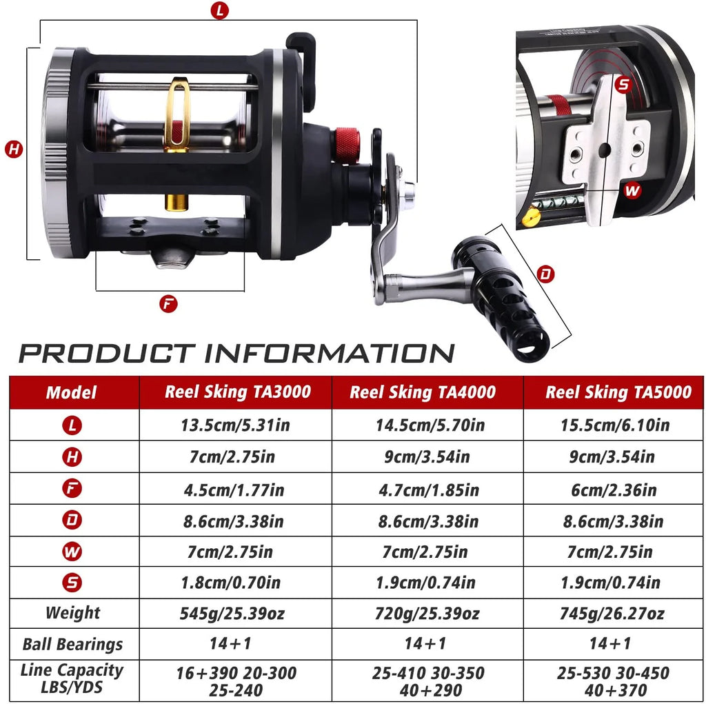 14+1BB Level Wind Trolling Fishing Reel D59607