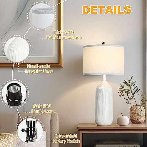 White Ceramic Table Lamp with 3-Color Temperatures D4649