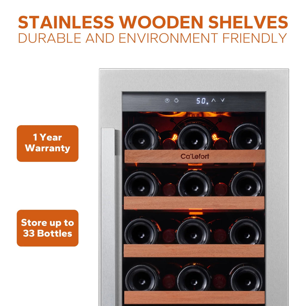 15 Bottle Single Zone Stainless Steel Wine Cooler X1097
