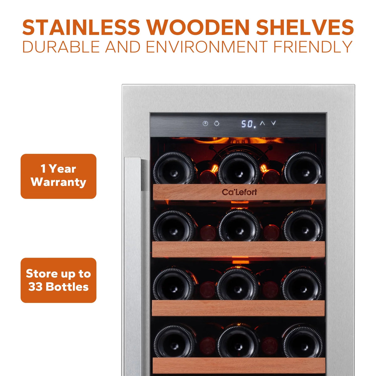 15 Bottle Single Zone Stainless Steel Wine Cooler X1097