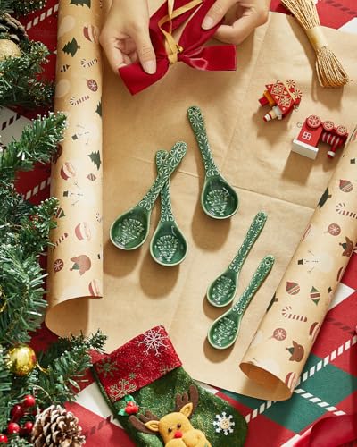 Green Ceramic Spoons Set of 6 R636