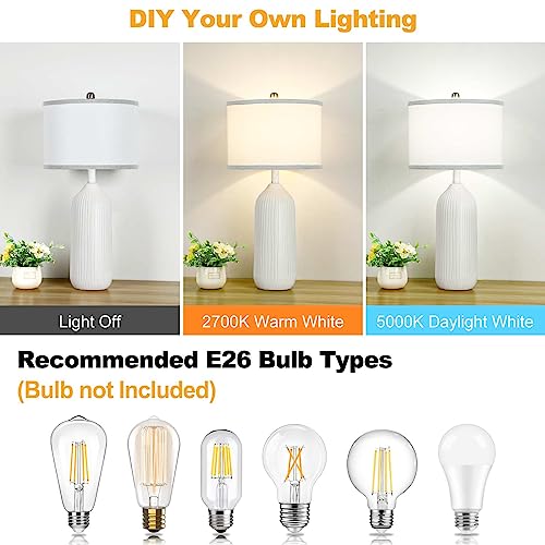 White Ceramic Table Lamp with 3-Color Temperatures D4649