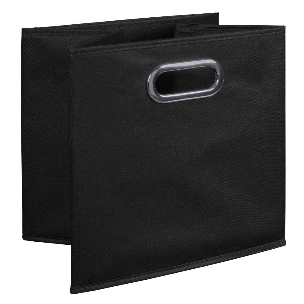 White Wood Grain/Black Storage Set with Foldable Storage Bins M69054
